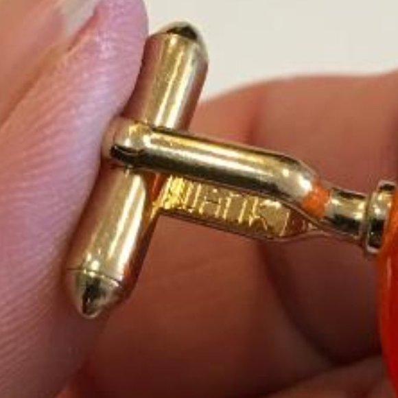 Swank Orange Moon Glow Cuff Links & Tie Tack - Picture 6 of 6